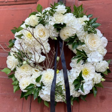 Coroană funerară cu dalii